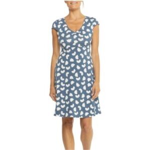 Toad&Co Rosemarie Dress Organic Cotton Short Sleeve Pacific Half Daisy Print S
